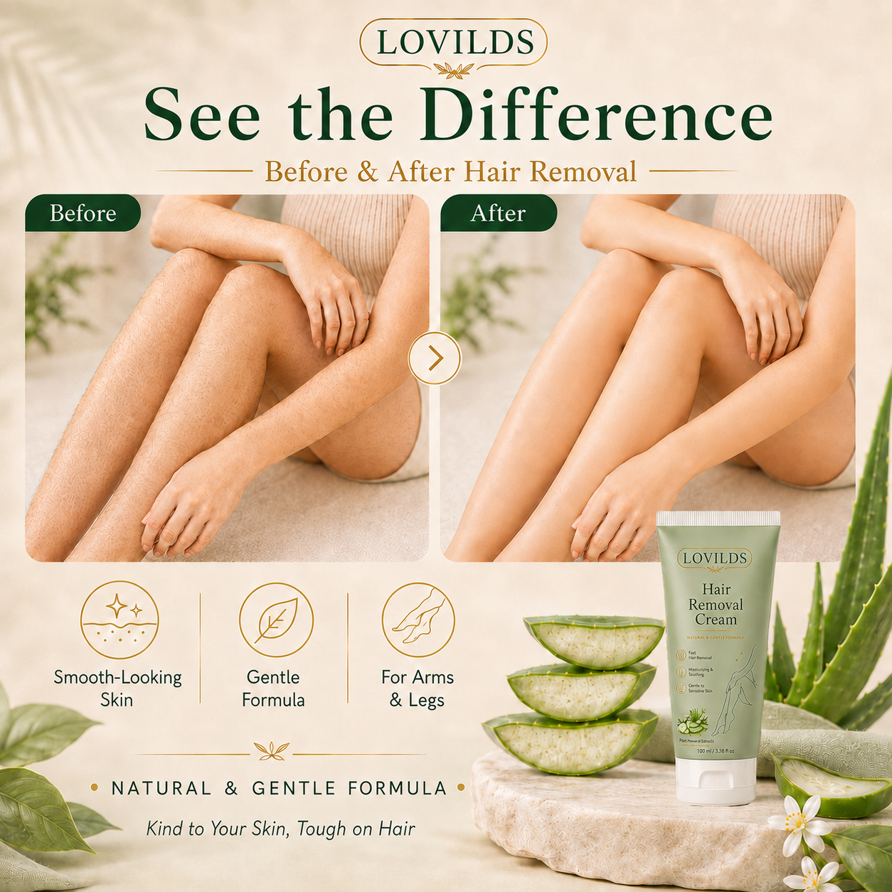 Pureviora Painless Depilatory Cream – No Razor Bumps, No Harsh Odor