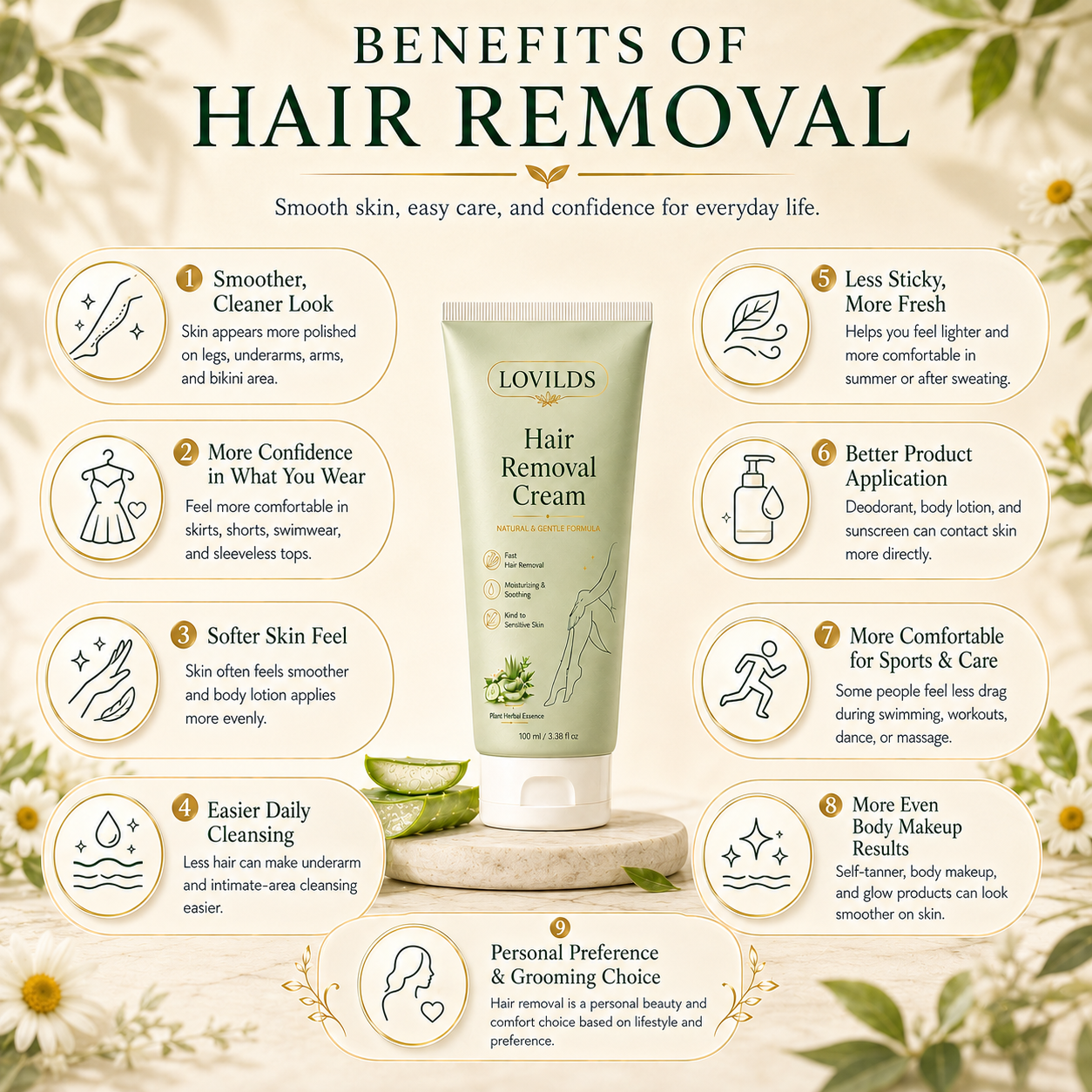 Pureviora Painless Depilatory Cream – No Razor Bumps, No Harsh Odor