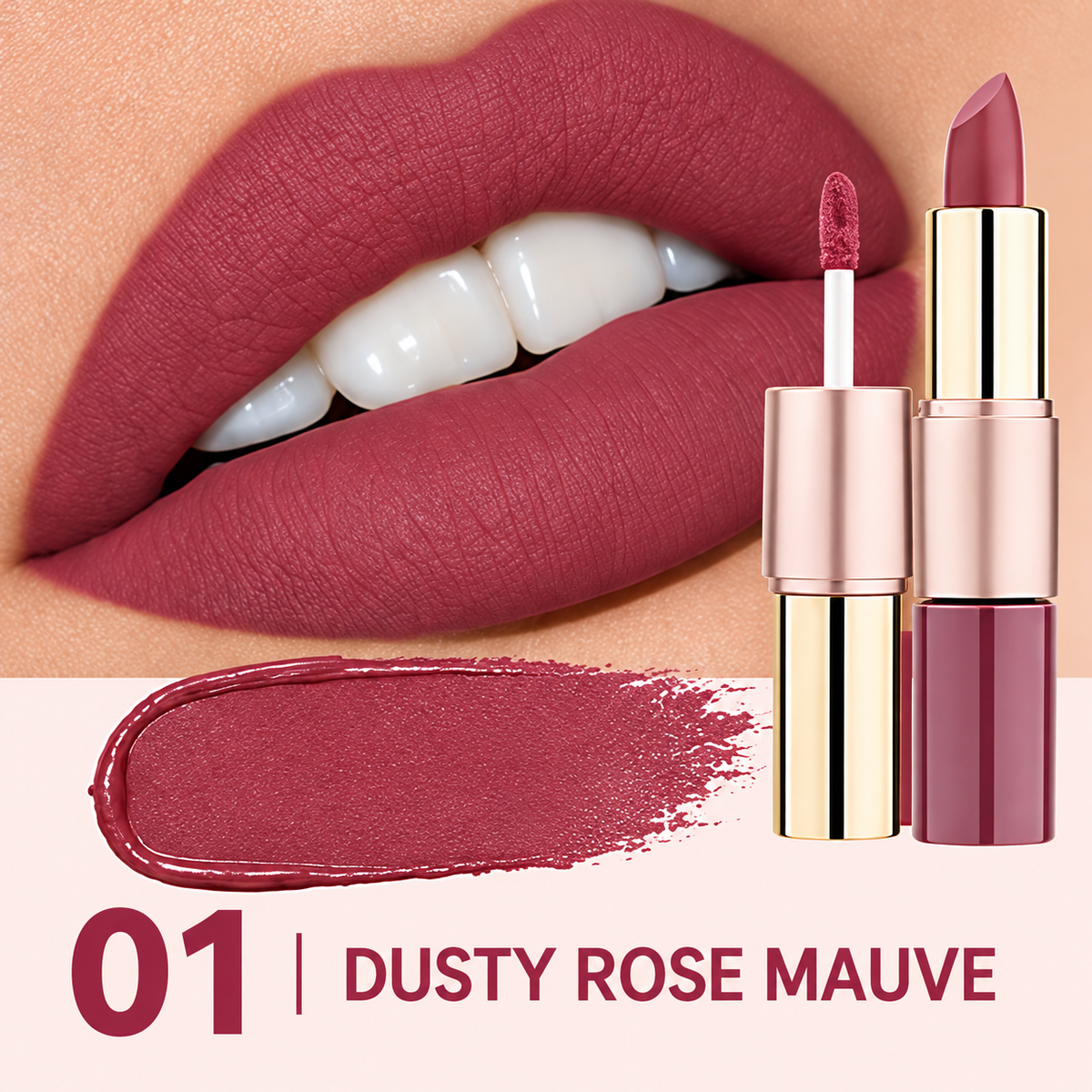 💄✨ Dual-Ended Lipstick – Velvet Liquid Lip Cream & Creamy Bullet ☁️