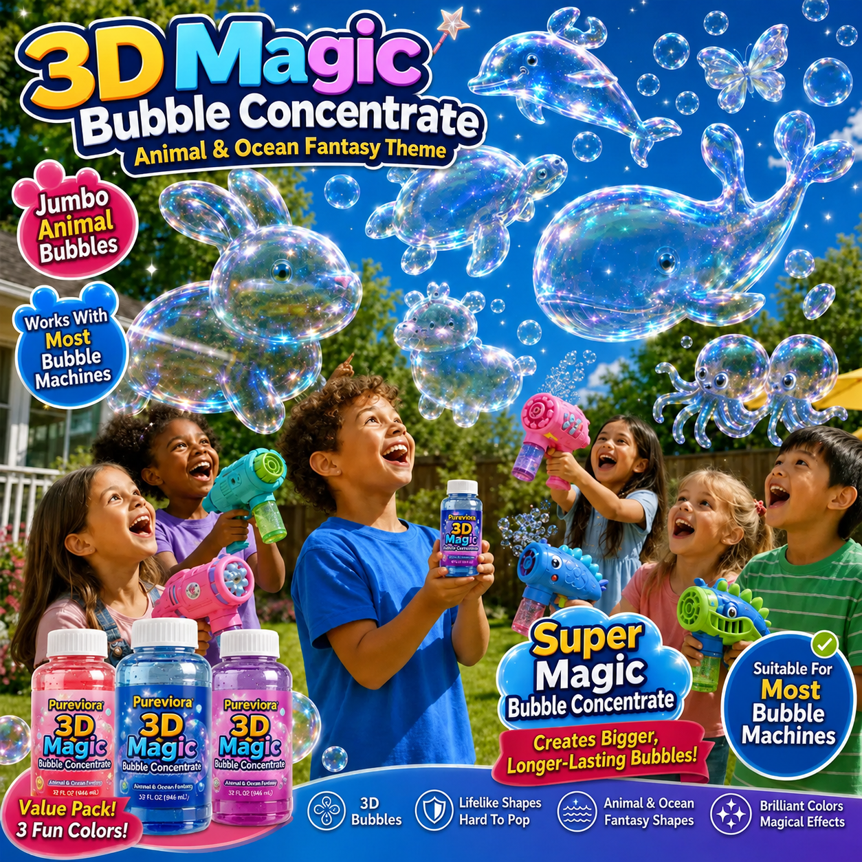 Pureviora 3DMagic Bubble Concentrate Animal & Ocean Fantasy Theme