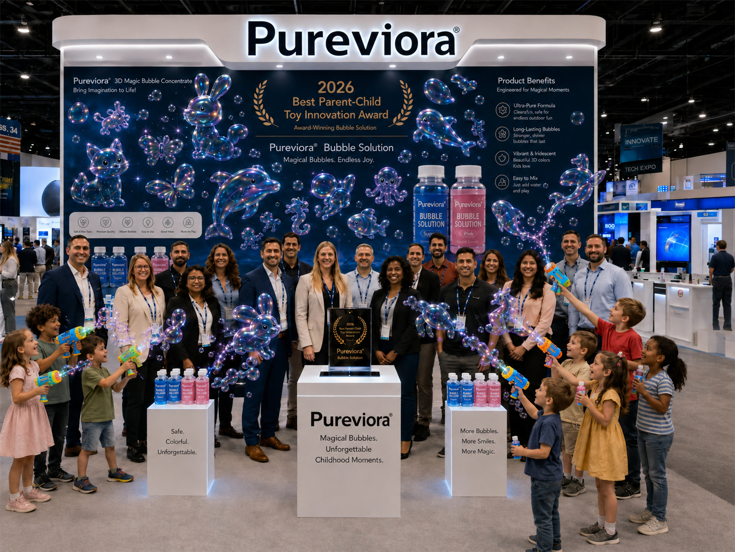 Pureviora 3D Magic Bubble Concentrate creates magical outdoor bubble play for kids
