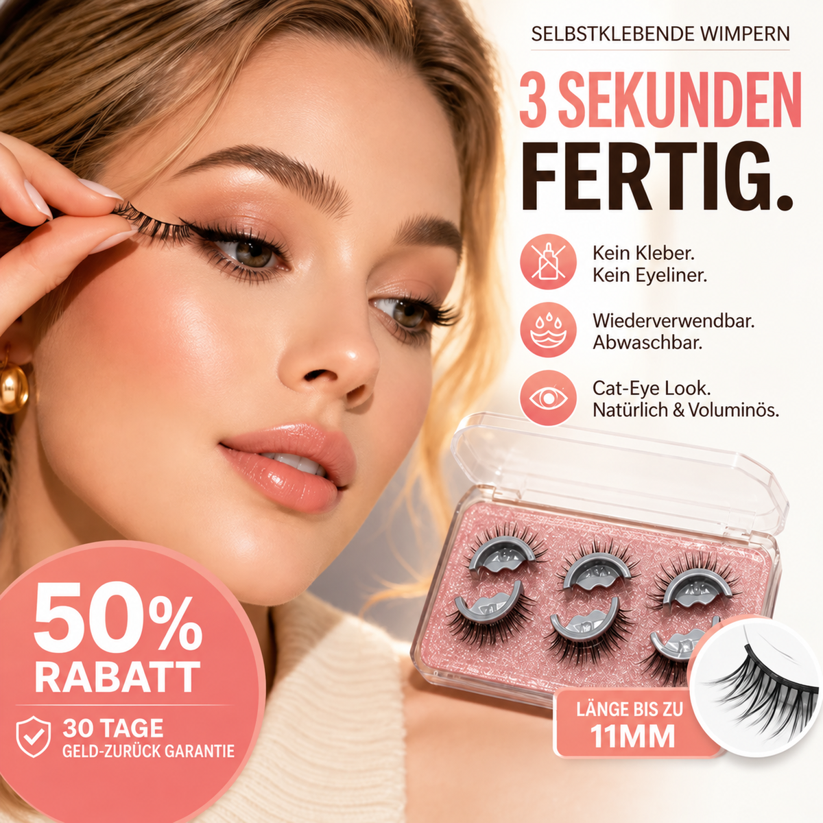 🥳In Vorbereitung auf die Feiertage-Wiederverwendbare Selbstklebende Wimpern