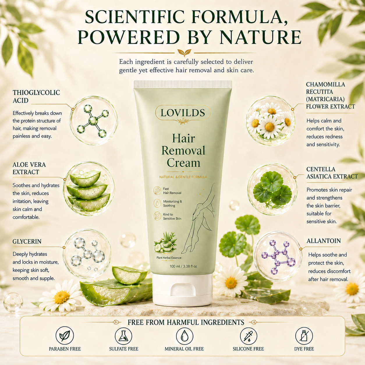 Pureviora Painless Depilatory Cream – No Razor Bumps, No Harsh Odor