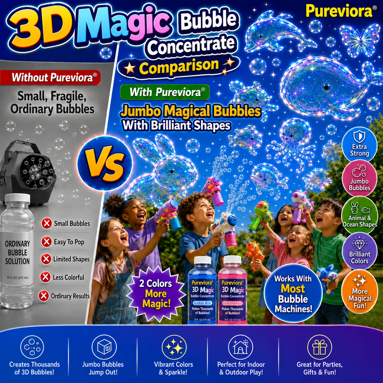 Pureviora 3DMagic Bubble Concentrate Animal & Ocean Fantasy Theme