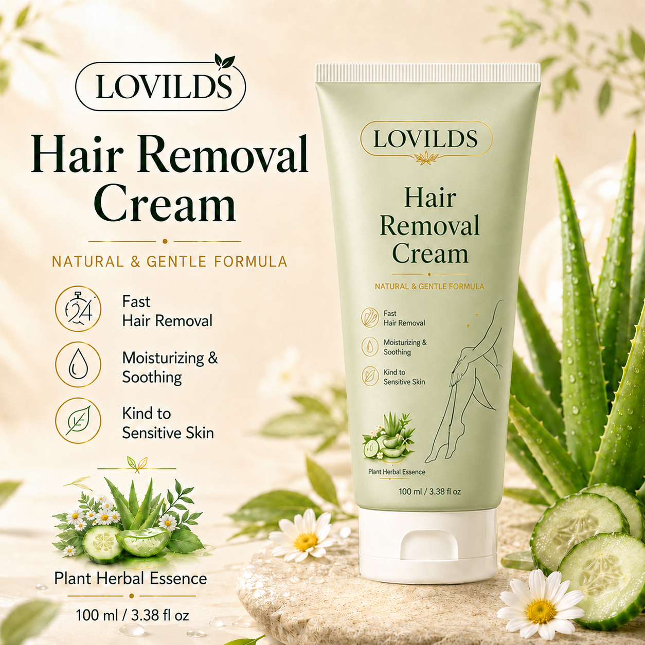 Pureviora Painless Depilatory Cream – No Razor Bumps, No Harsh Odor