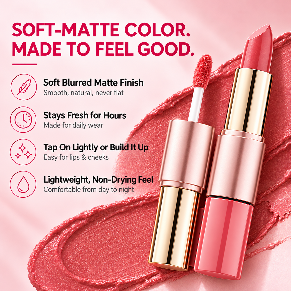 💄✨ Dual-Ended Lipstick – Velvet Liquid Lip Cream & Creamy Bullet ☁️