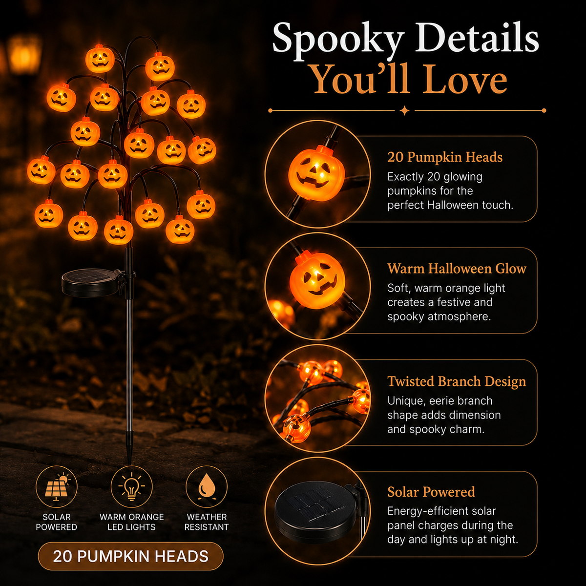 🎃 49% OFF 🎃 Pumpkin Solar Stake Lights – Halloween Outdoor Yard Decor 🦇