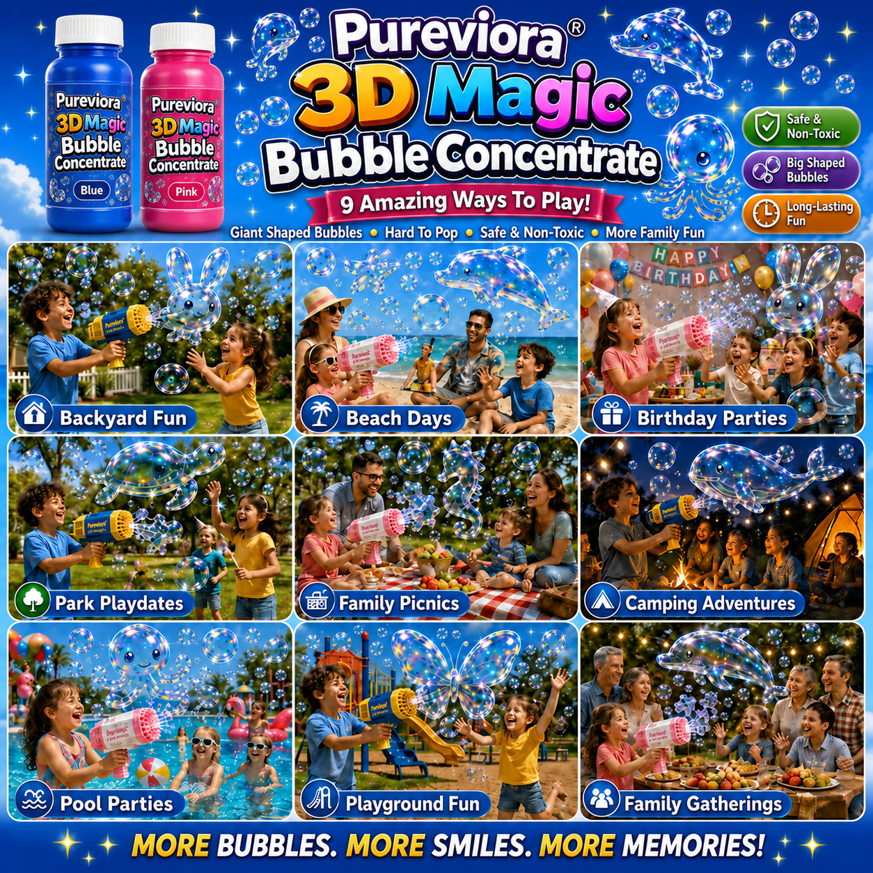 Pureviora 3DMagic Bubble Concentrate Animal & Ocean Fantasy Theme