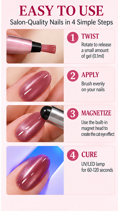 6-in-1 Magnetic Cat Eye Gel Nail Pen –✨ MAGNETIC MAGIC AT YOUR FINGERTIPS 💅